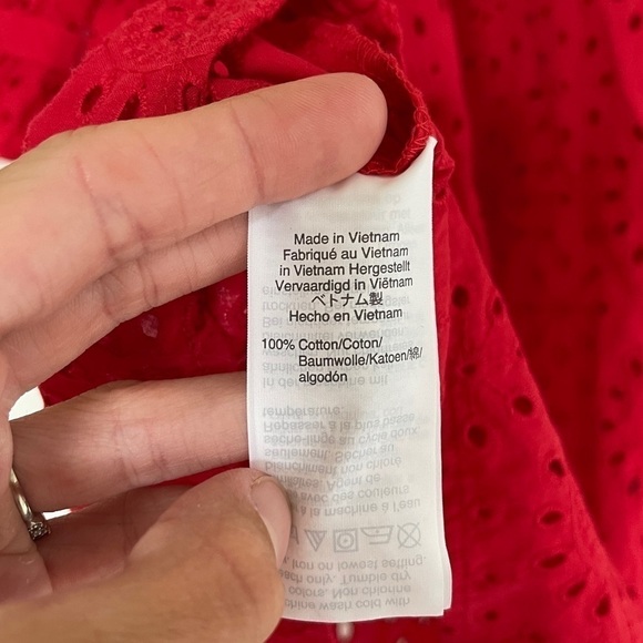 Madewell Embroidered Eyelet Ruffle-Neck Keyhole Top - Picture 6 of 7